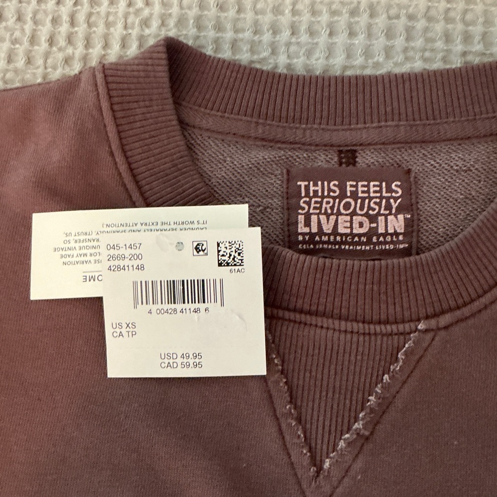 American Eagle “This Feels Seriously Lived-In” Sweatshirt NWT Brown - Picture 2 of 7